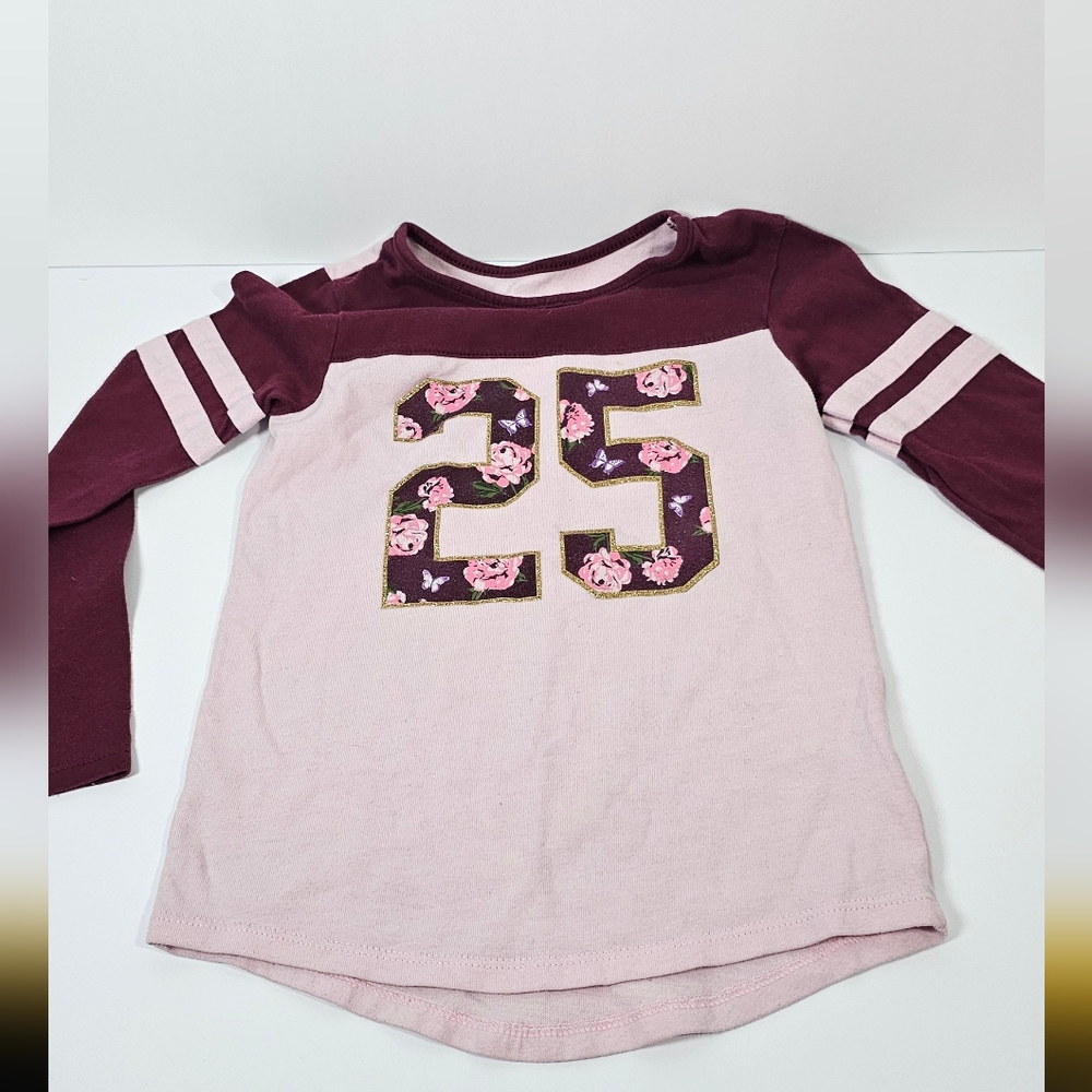 Garanimals Pink and‎ Maroon Floral Number Long Sleeve Tee